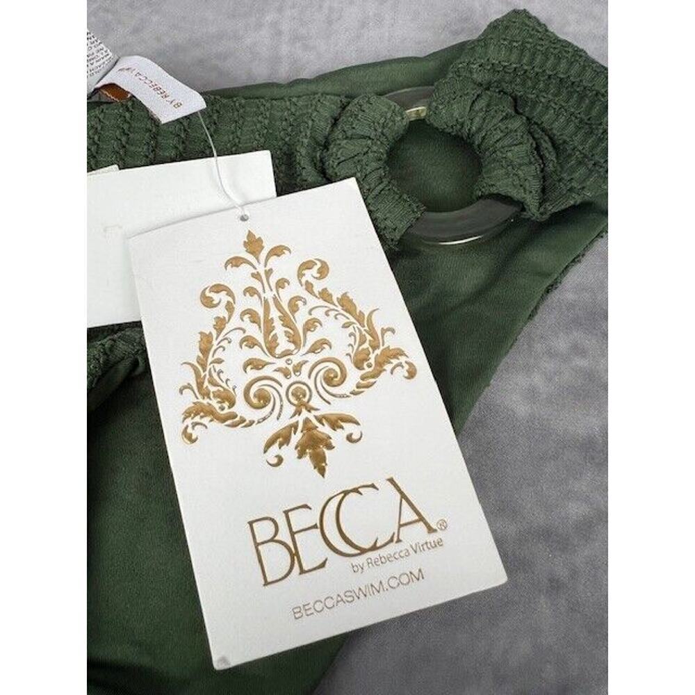 Becca Womens Size XS Line In The Sand Hipster Bikini Bottoms Ribbed Cactus Green - Picture 2 of 7